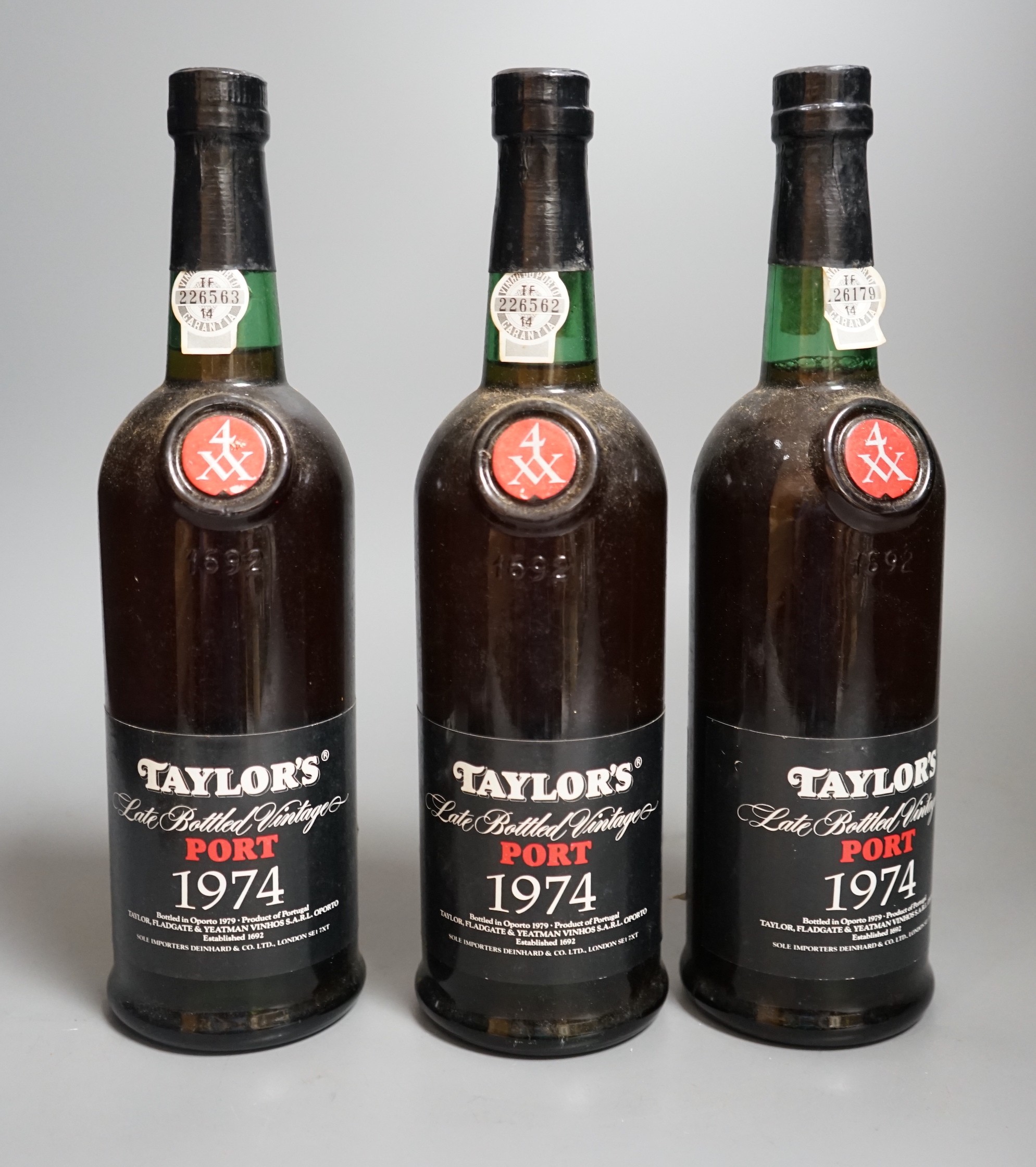 Three bottles of Taylors 1974 vintage Port